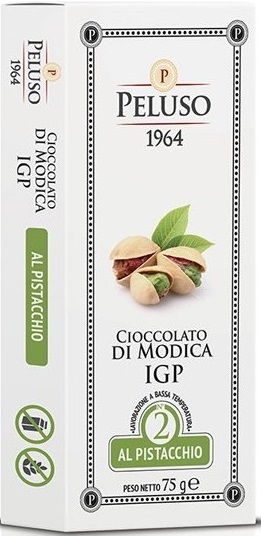 Шоколад из Модики с фисташками Peluso 1964, 75 г, Cioccolato di Modica IGP al pistacchio 75 g