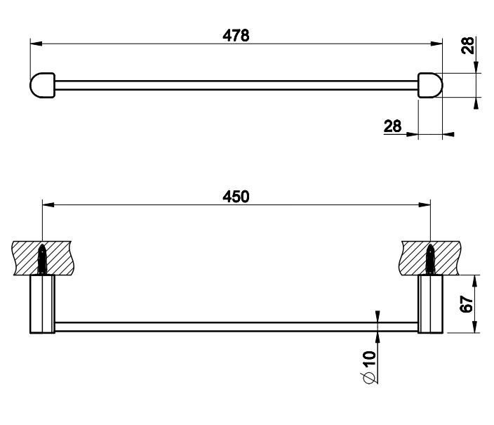 Держатель для полотенец Gessi Rilievo 59400 47,8х6,7 схема 2