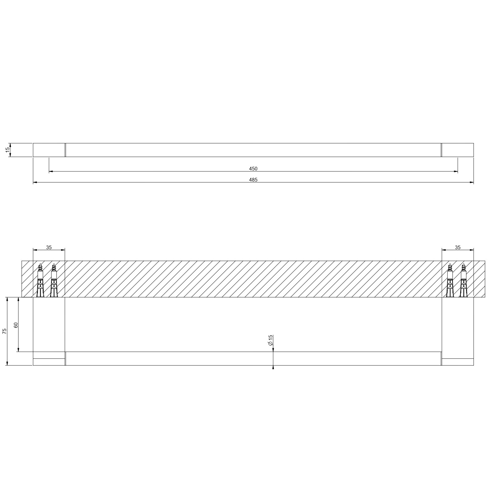 Держатель для полотенец 45 см Gessi Origini Accessories 66502 схема 2