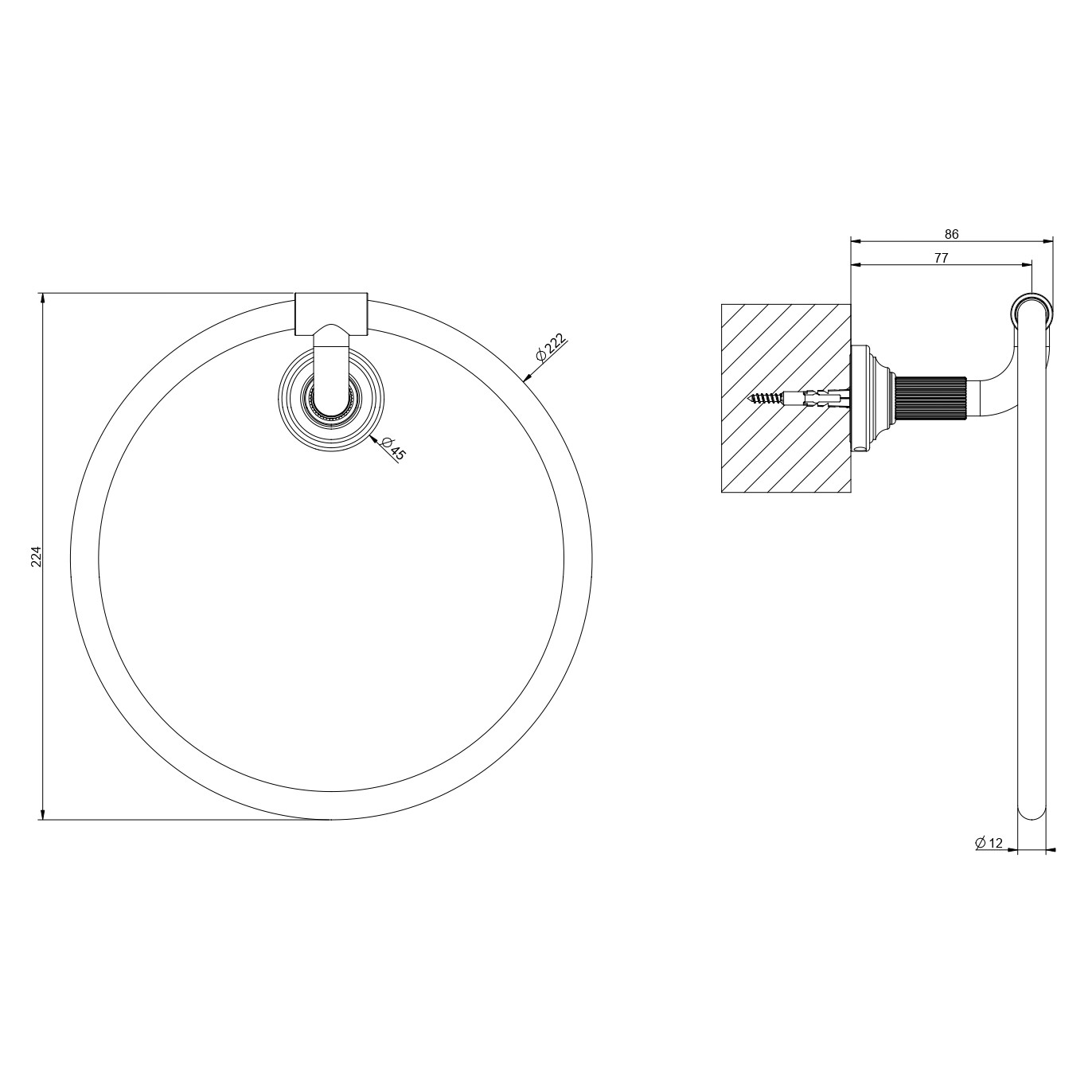 Держатель для полотенец кольцевой Gessi Venti20 Accessories 65509 схема 2