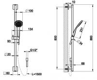 Душевой гарнитур со штангой и лейкой Gessi Rilievo 59245 схема 2