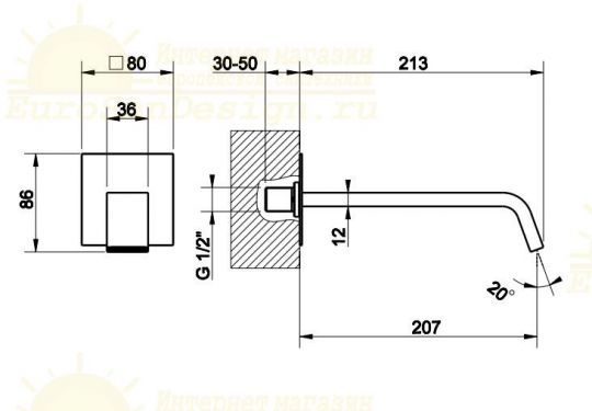 Излив настенный Gessi Rettangolo XL 26200 ФОТО