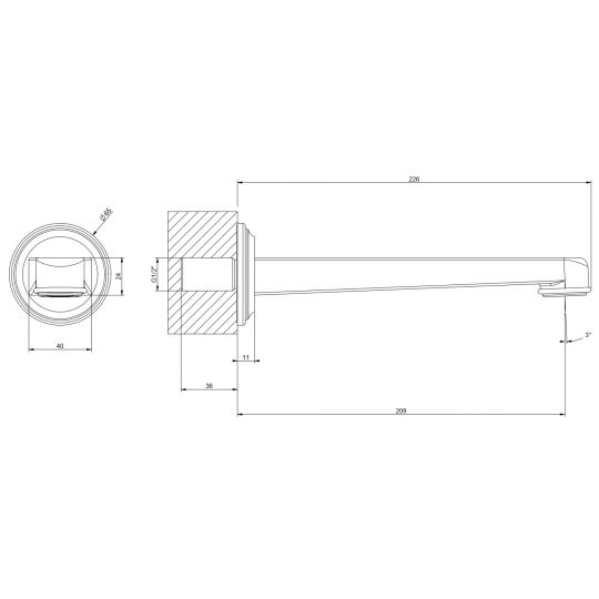 Настенный излив для ванны Gessi Venti20 65103 ФОТО