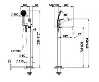 Смеситель напольного монтажа для ванны Gessi Rilievo 59131 с круглой ручной лейкой схема 2