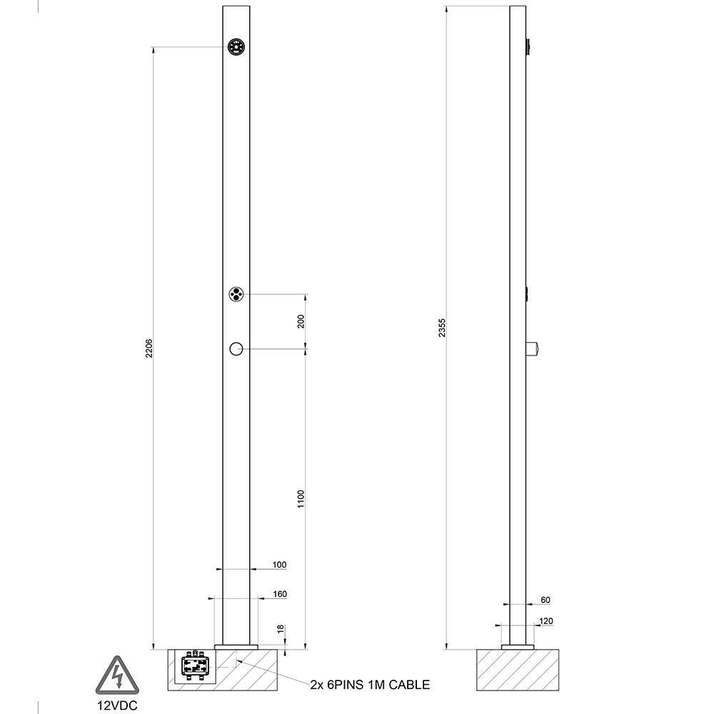 Душевая стойка  уличная с хромотерапией Gessi Outdoor L 63231 схема 2