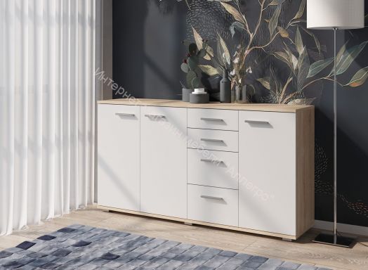 Комод КД-4 FUN Белый/Дуб Сонома