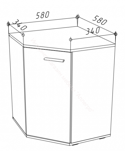 Комод угловой КД-5 FUN Белый/Дуб Сонома