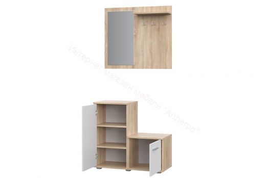 Комплект мебели для прихожей КП-1 FUN Белый/Дуб Сонома