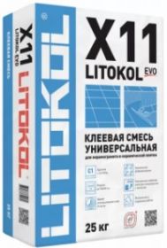 Клей для Плитки и Камня Litokol X11 EVO 25кг Серый на Основе Цемента.