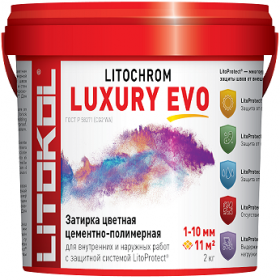 Затирочная Смесь Litokol Litochrom Luxury Evo 2кг LLE370 Небесно-Голубой, Эластичная для Плитки Шириной Шва 1-10 мм / Литокол Литохром.