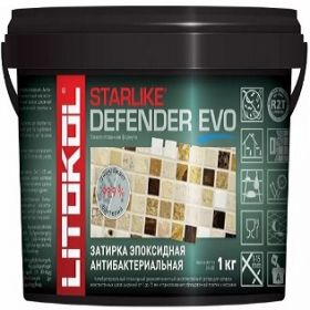 Затирочная Смесь Эпоксидная 2-х комп. Litokol Starlike Defender Evo 1кг S.215 Tortora, Антибактериальная от 1 до 15 мм / Литокол Старлайк Дифендер.