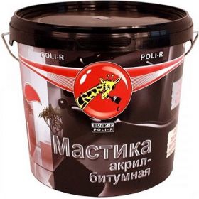 Мастика Акрил-Битумная Poli-R 5кг Черная, без Запаха, Окрашиваемая / Поли-Р.