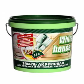 Эмаль Акриловая White House Матовая 2.5кг Белая, для Детских и Лечебных Учреждений Универсальная.
