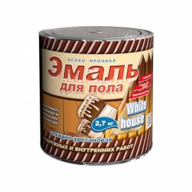 Эмаль для Пола White House 0.9кг Шоколадный, Глянцевая Алкидно-Уретановая для Внутренних и Наружных Работ.