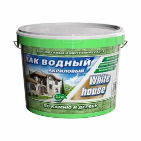 Лак Водный по Дереву и Камню White House 2.2кг Сосна, Полуглянцевый для Внутренних и Наружных Работ.