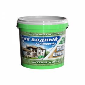 Лак Водный по Дереву и Камню White House 0.9кг Орех, Полуглянцевый для Внутренних и Наружных Работ.