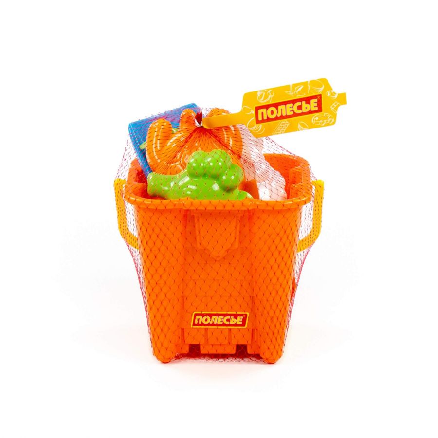 Набор №550: ведро-замок большое №2, лопатка №5, грабельки №5, формочки (краб №2 + морской конёк + черепаха)