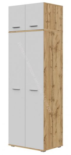 Шкаф 2-х створчатый FUN ШК-1 с антресолью Белый/Дуб Вотан