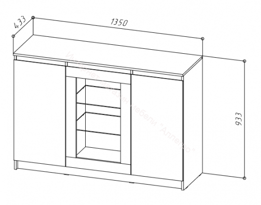 Комод-витрина Stern T-14 Дуб Вотан