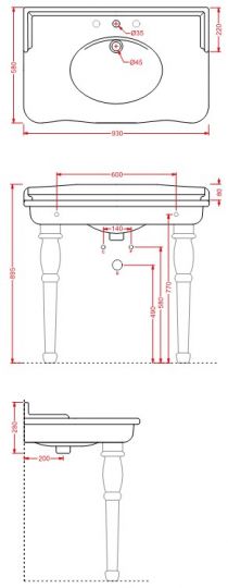 Раковина Artceram Hermitage HEL005 92х58 схема 2