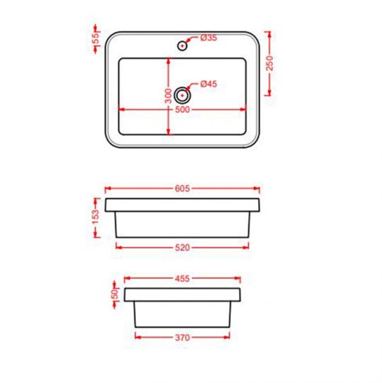 Раковина прямоугольная Artceram Fuori Scala TFL034 60х45 схема 10