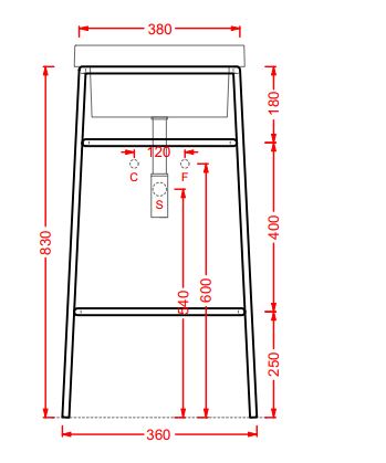 Консоль для раковины напольная Artceram Fuori Scala ACA054 38х38 схема 4