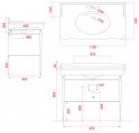 консоль Artceram Hermitage для раковины 1120 мм стеклянная полка HEA017 схема 3
