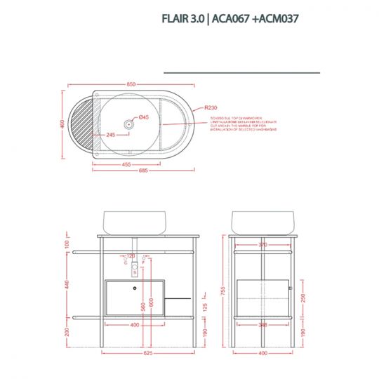 Шкаф Artceram Flair 3.0 с выдвижным ящиком и боковой секцией 400х348х250 мм ACM037 схема 10