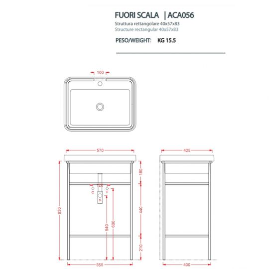 Шкаф с выдвижным ящиком для металлической консоли Artceram Fuori Scala 55,5х40х83 ACM039 ФОТО