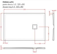 Керамический душевой Поддон Artceram Lapis PDR02 120х80 PDR026 схема 2