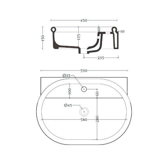 Раковина Artceram Brera 650х460х180 мм BRL004 ФОТО