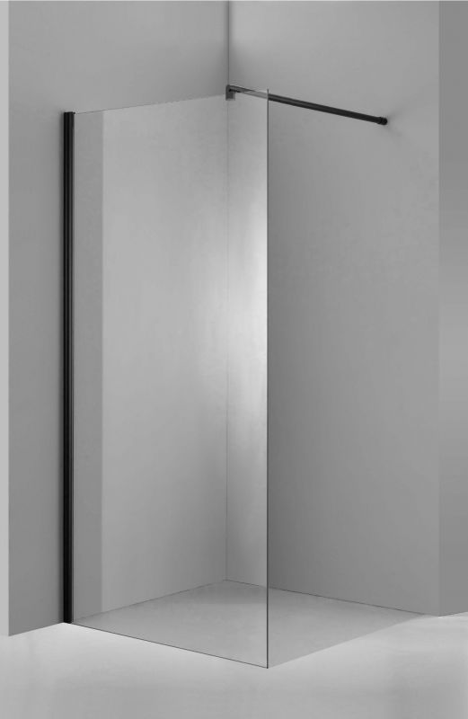 Душевая стеклянная перегородка Oporto Shower А-80B 110x200 черный профиль, прозрачное стекло