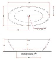 Отдельностоящая белая ванна Gruppo Treesse Carezza 180х85 V308 схема 3