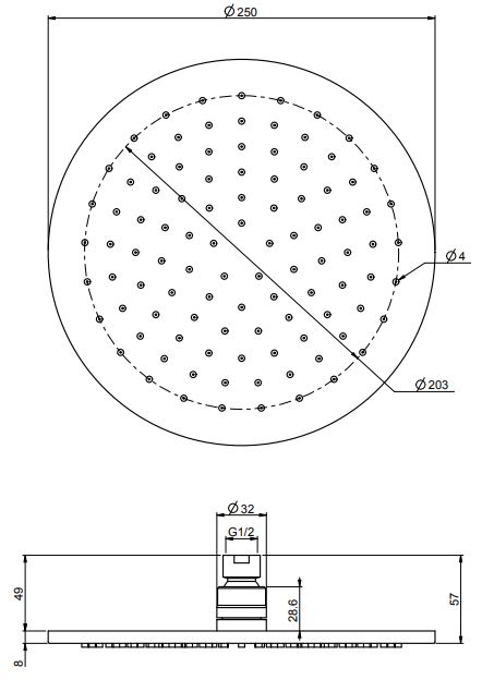 Лейка для верхнего душа Fima - carlo frattini Wellness F2621/2SN 25х25 схема 2