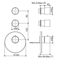 Смеситель для душа и ванны Fima carlo frattini Spillo steel F3083X2 схема 2