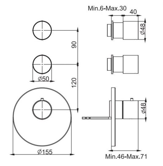 Смеситель для душа и ванны Fima carlo frattini Spillo steel F3083X2 схема 2