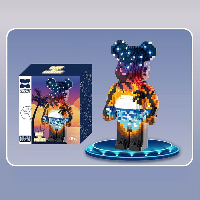 Конструктор 3D Bearbrick медведь день ночь 2891 мини деталей 33 см. 88016