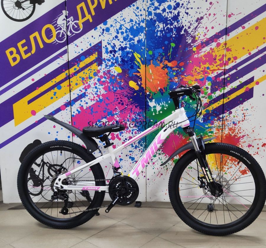 Велосипед new 22"  TMIK  бело-розовый детский