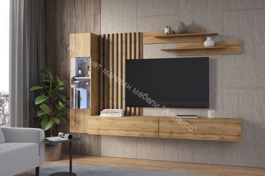 Стеновая панель с рейками Point Дуб Вотан/Чёрный