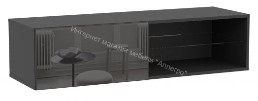 Шкаф навесной Point тип-36 Чёрный глянец/Чёрный матовый