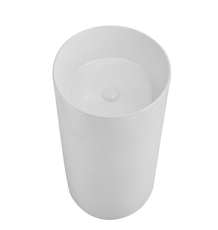 Изображение Раковина керамическая напольная моноблок без отверстия под смеситель белая матовая SantiLine SL-4014MW