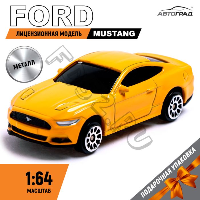 Машина металлическая FORD MUSTANG, 1:64, цвет жёлтый