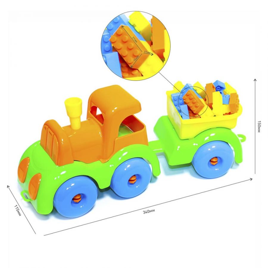 Машинка паровозик с прицепом "Везунчик" КНОПА 33 см