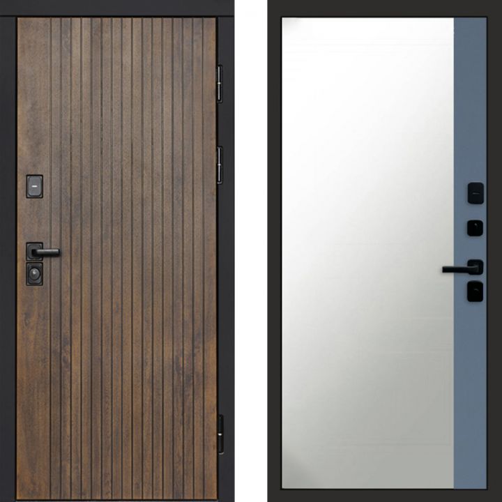 Входная дверь Termo-door Твист Ультра Широкое Зеркало Фацет Грей Софт