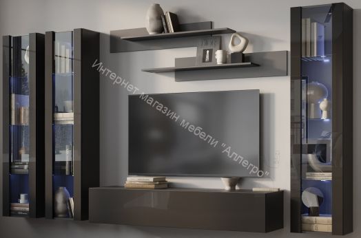 Гостиная Point К-15 Чёрный глянец/Чёрный матовый