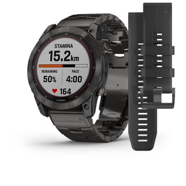 Умные часы Garmin Fenix 7X Sapphire Solar титановый угольно-серый DLC с угольно-серым титановым DLC браслетом