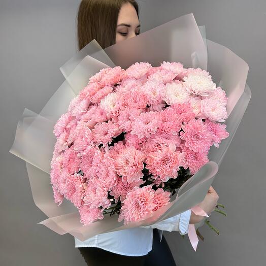 Букет из 15 розовых хризантем