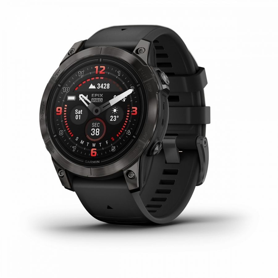 Умные часы Garmin EPIX PRO (Gen 2) Sapphire Edition 47 мм, титановый, угольно-серый DLC, черный ремешок