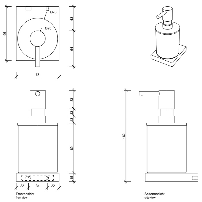 Decor Walther Contract 0651600 Дозатор для жидкого мыла схема 2