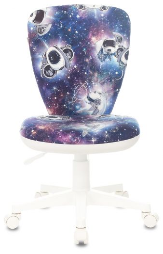 Кресло детское Бюрократ KD-W10 (синий космопузики крестов. пластик пластик белый)